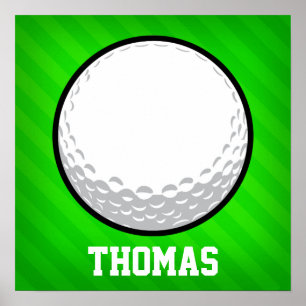 Golf Ball; Neon Green Strips Poster