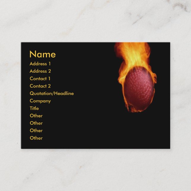 Golf Ball on Fire Business Card Visitenkarte (Vorderseite)