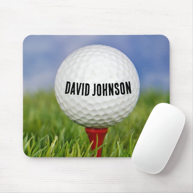 Golf Ball on Red T-Shirt Mousepad (Mit Mouse)