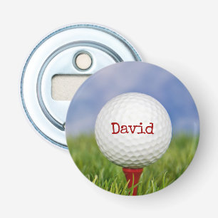 Golf Ball on T-Shirt mit Namen Flaschenöffner