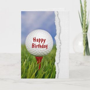 golf ball on tee for birthday karte