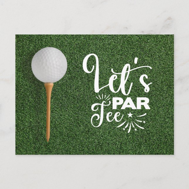 Golf Ball Par T-Shirt auf grünem Gras Postkarte (Vorderseite)