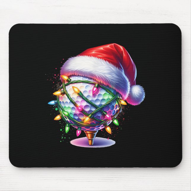 Golf Ball Santa Hat Men Womens Christmas Golfing X Mousepad (Vorne)