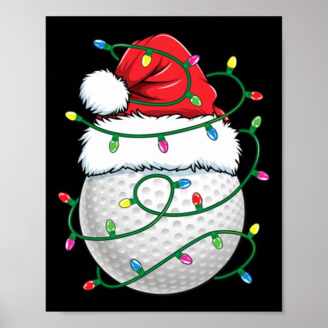 Golf Ball Santa Hat Men Womens Christmas Golfing X Poster (Vorne)