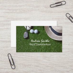 Golf Ball-Schuh-Putter auf grünem Golfwagen Visitenkarte