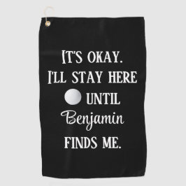 Golf Ball Schwarz-weiß Bold Typografy Funny Spaß Golfhandtuch