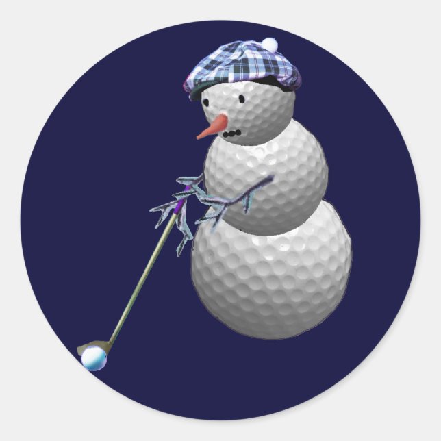 Golf Ball Snowman Runder Aufkleber (Vorderseite)