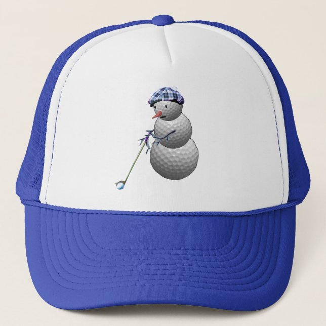 Golf Ball Snowman Truckerkappe (Vorderseite)
