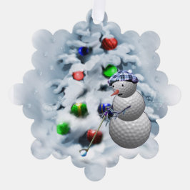 Golf Ball Snowman Weihnachten Ornament Karte
