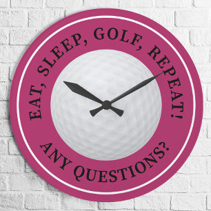 Golf Ball Sport Modernes Golfangebot Girly Pink Runde Wanduhr