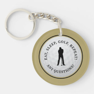 Golf Ball Sports Golfer Modernes Monogram Gold Bla Schlüsselanhänger