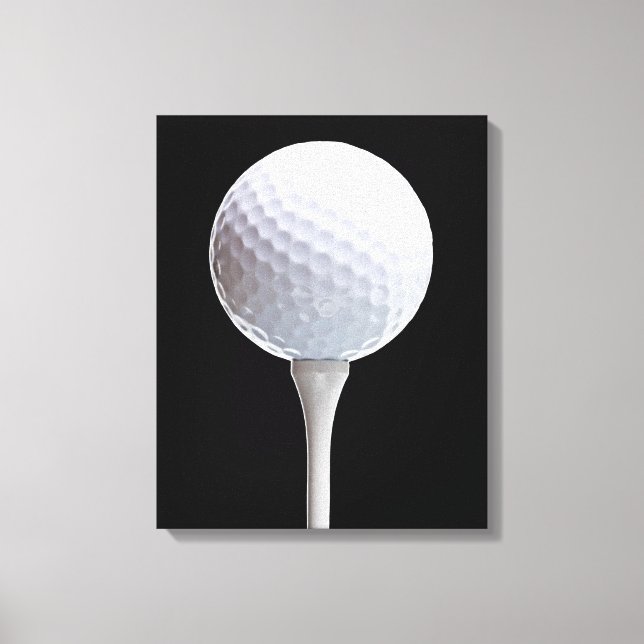 Golf Ball & T-Shirt auf Schwarz - Maßgeschneiderte Leinwanddruck (Vorderseite)