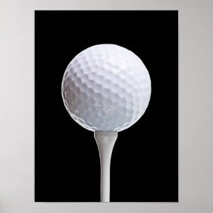 Golf Ball & T-Shirt auf Schwarz - Maßgeschneiderte Poster