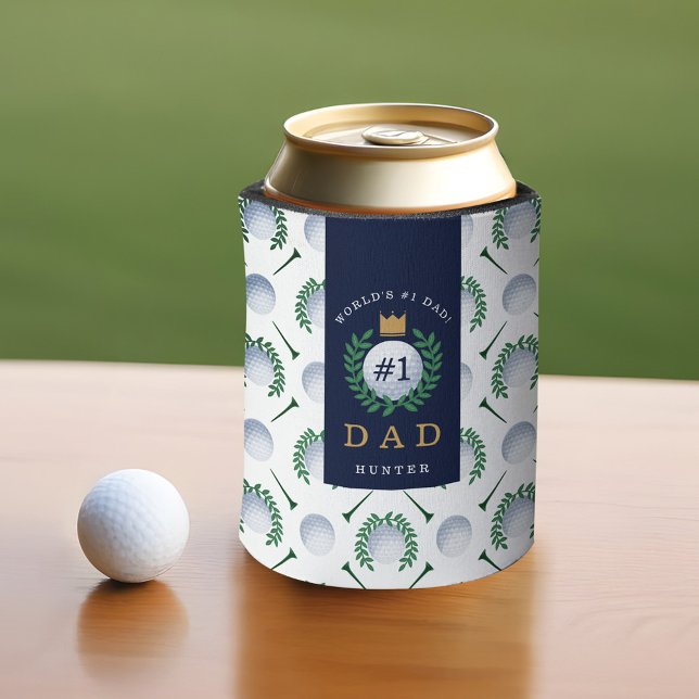Golf Ball, T-Shirt, Laurel Wreath Pattern & Monogr Dosenkühler (Golf Ball, Tee, Laurel Wreath Pattern & Monogram Can Cooler)