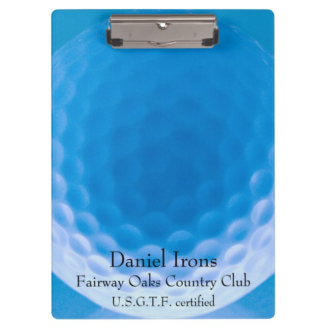 Golf Ball Textur Dimples Arctic Blue_personalisier Klemmbrett (Vorderseite)
