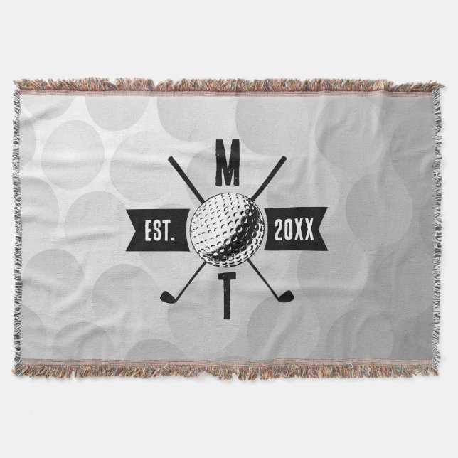 Golf Ball Texture & Club Initial Monogram Decke (Vorderseite)