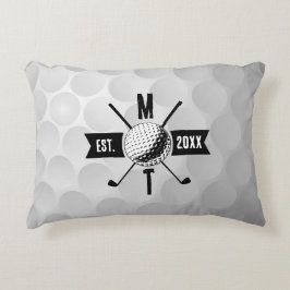 Golf Ball Texture & Club Initial Monogram Dekokissen