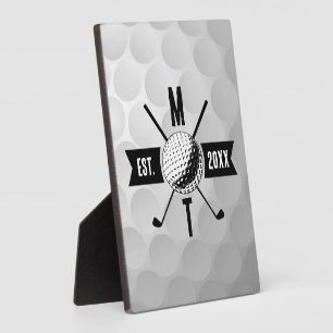 Golf Ball Texture & Club Initial Monogram Fotoplatte