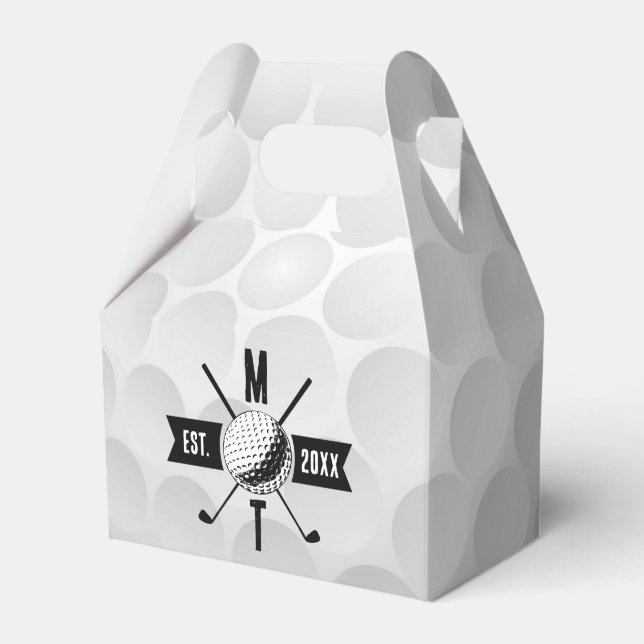 Golf Ball Texture & Club Initial Monogram Geschenkschachtel (Vorderseite)