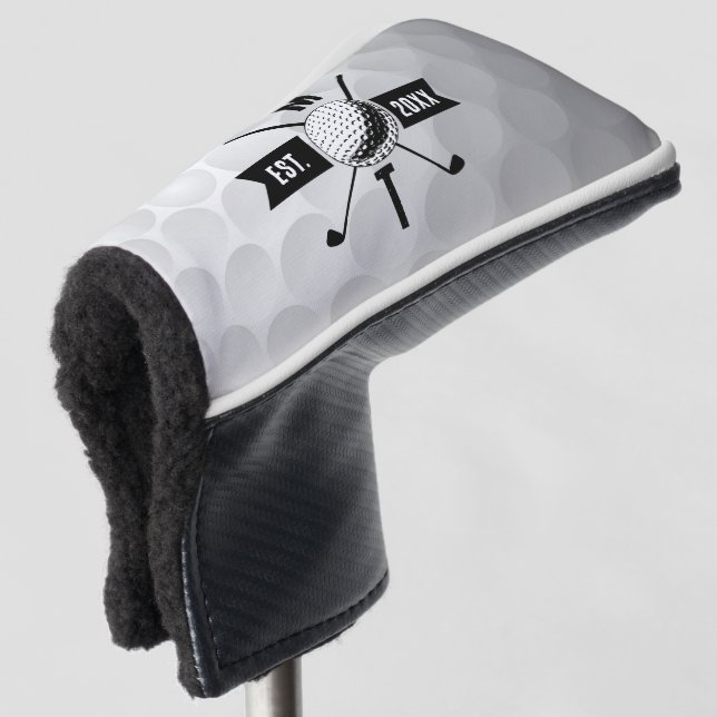 Golf Ball Texture & Club Initial Monogram Golf Headcover (3/4 Vorderseite)