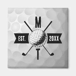 Golf Ball Texture & Club Initial Monogram Magnet