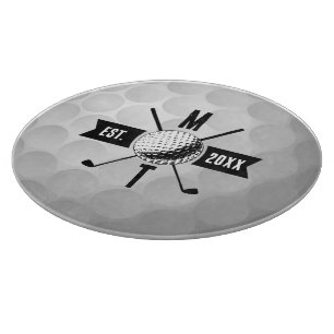 Golf Ball Texture & Club Initial Monogram Schneidebrett