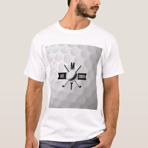 Golf Ball Texture & Club Initial Monogram T-Shirt