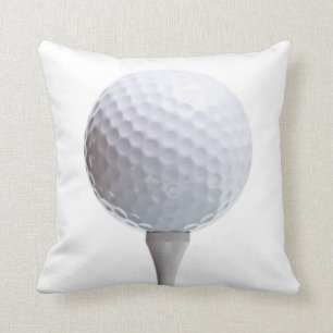 Golf-Ball u. T-Shirt auf Weiß kundengebundener Kissen