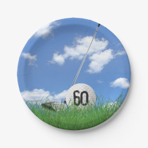 Golf Ball und Club zum 60. Geburtstag Pappteller