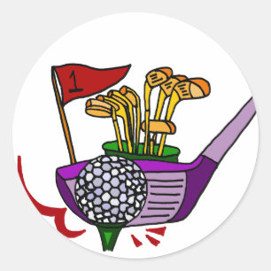 Golf Ball und Clubs Golfsport Runder Aufkleber