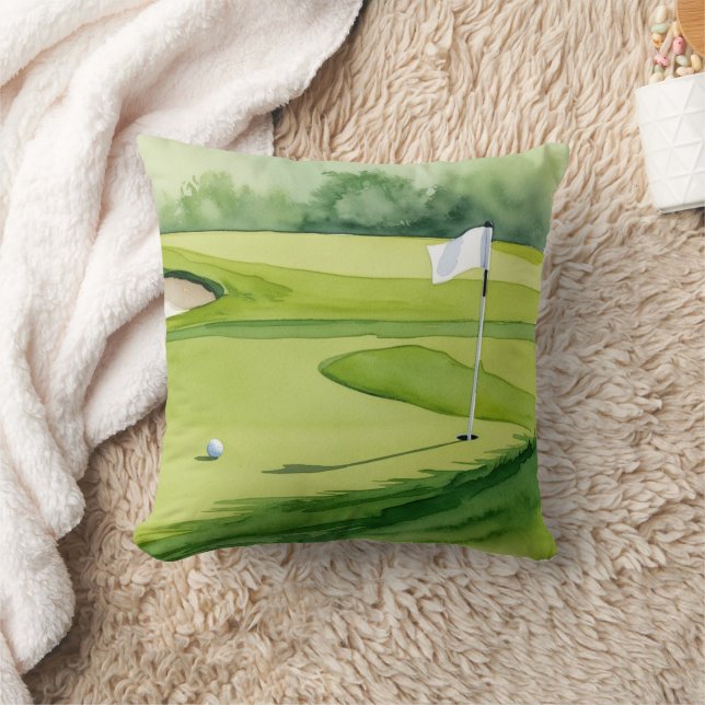 Golf Ball und Flagge auf grüne Kissen (Decke)