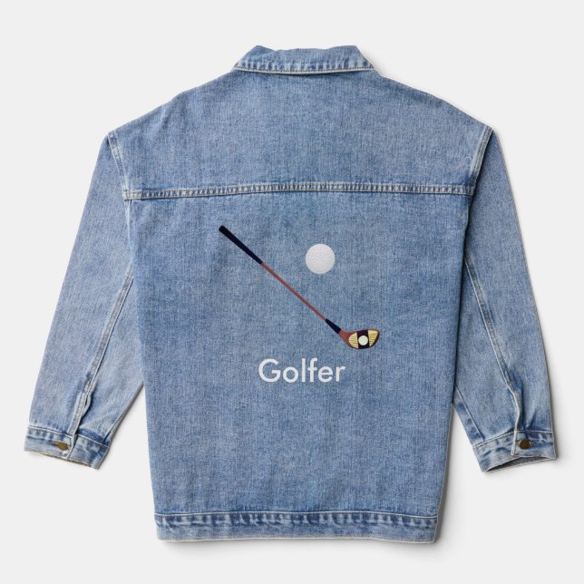 Golf Ball und Golf Club Personalisiert Jeansjacke (Rückseite)