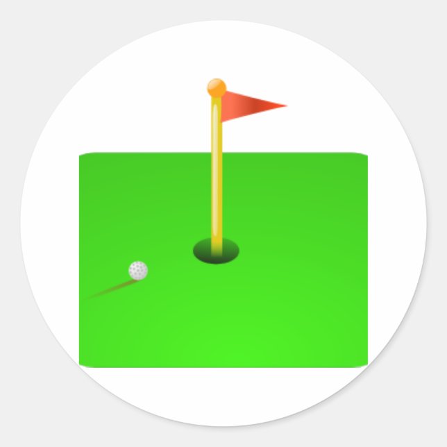 Golf Ball und Golf Flag Runder Aufkleber (Vorderseite)