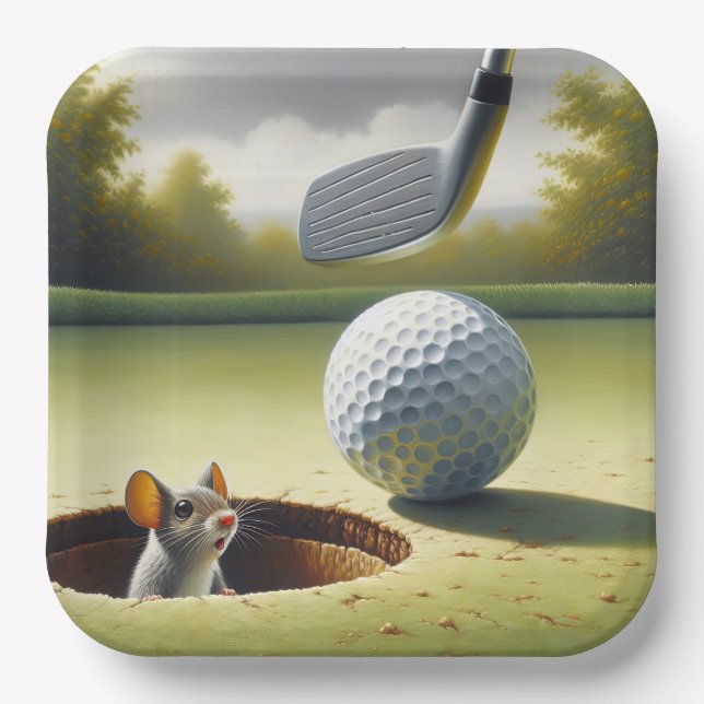 Golf Ball und Maus Pappteller (Vorderseite)