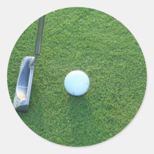 Golf, Ball und Putter Runder Aufkleber