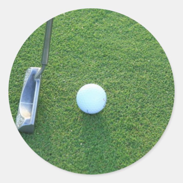 Golf, Ball und Putter Runder Aufkleber (Vorderseite)