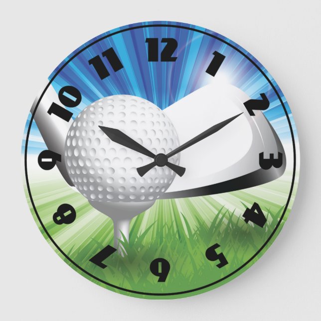 Golf-Ball und T-Shirt-Uhr Große Wanduhr (Vorderseite)
