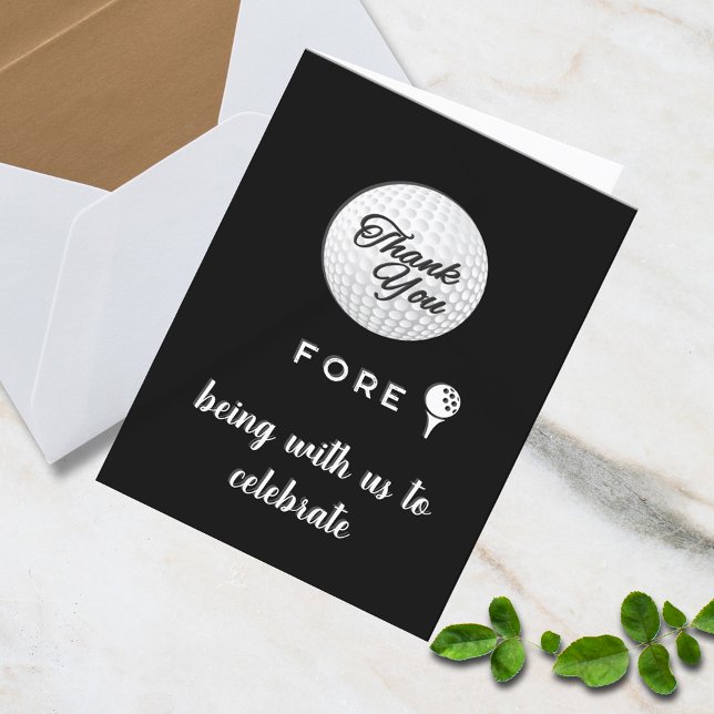Golf Ball Vielen Dank! Schwarz-weiße Benutzerdefin Dankeskarte (Von Creator hochgeladen)