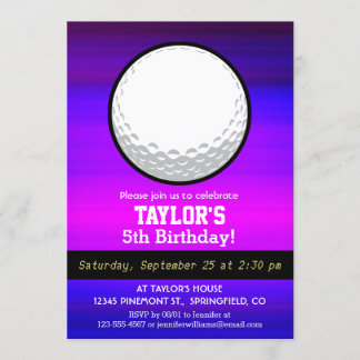 Golf Ball; Violet Blue und Magenta Einladung
