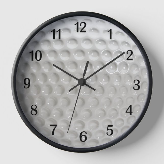 Golf Ball Wall Clock mit schwarzen Zahlen Uhr (Vorderseite)