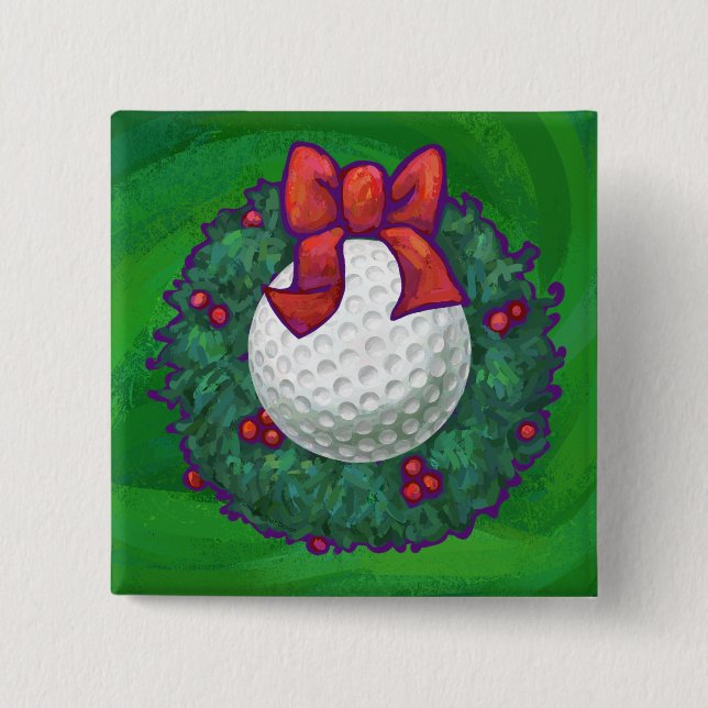 Golf Ball Weihnachtsfeier auf Green Button (Vorderseite)