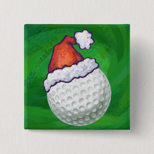 Golf Ball Weihnachtsmänner Button (Vorderseite)