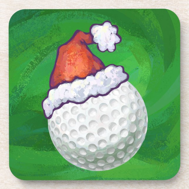 Golf Ball Weihnachtsmänner Getränkeuntersetzer (Vorderseite)