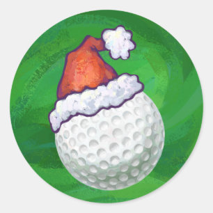 Golf Ball Weihnachtsmänner Runder Aufkleber