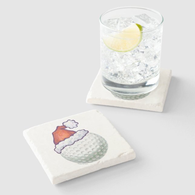 Golf Ball Weihnachtsmänner Steinuntersetzer (Seitenansicht)