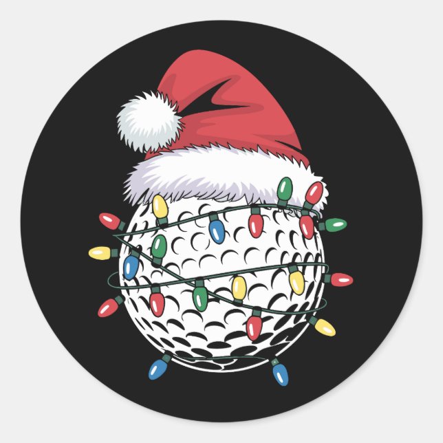 Golf Ball Weihnachtsmannmütze Weihnachten Golf Wei Runder Aufkleber (Vorderseite)