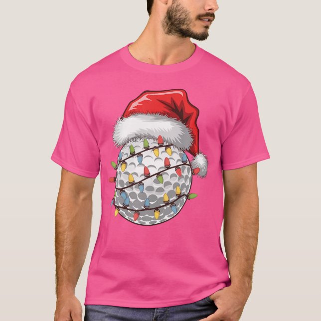 Golf Ball Weihnachtsmannmütze Weihnachtsbaum Licht T-Shirt (Vorderseite)