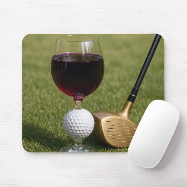 Golf Ball Weinglas auf Gras Mousepad (Mit Mouse)