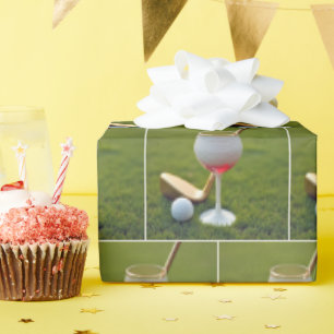 Golf Ball Weinglas mit Putter Geschenkpapier