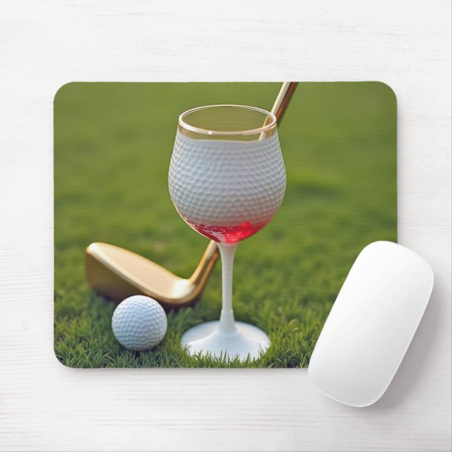 Golf Ball Weinglas mit Putter Mousepad (Mit Mouse)